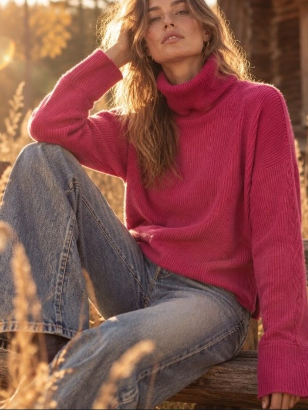 Ralph Lauren Pink Cotton Turtleneck Sweater